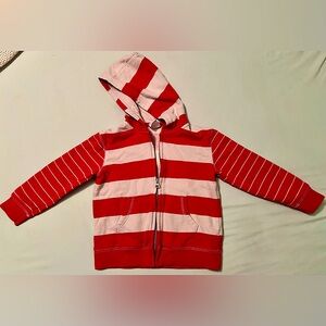 Boy’s Circo Red and Light Grey Striped Hooded Sweatshirt Jacket size 4T